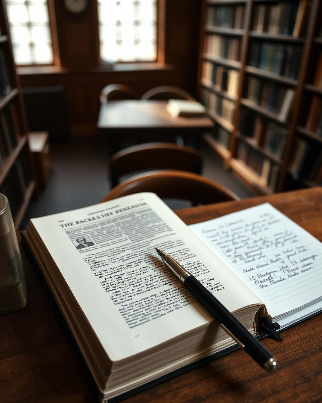 Open volume in a reading room.